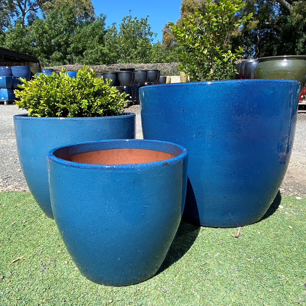 Glazed Egg Pot - Blue