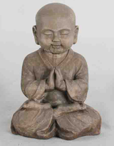Fiber Stone Praying Monk 25cm